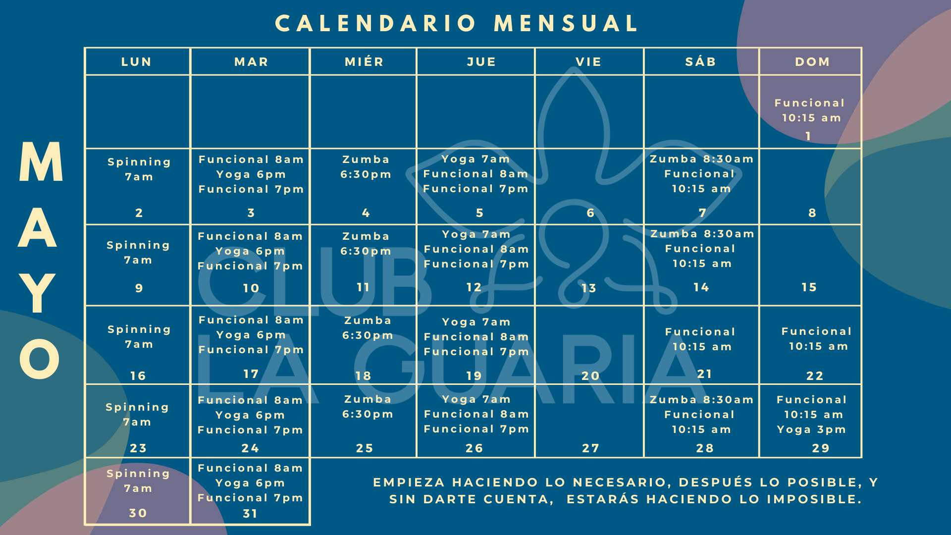 Calendario Mensual Mayo